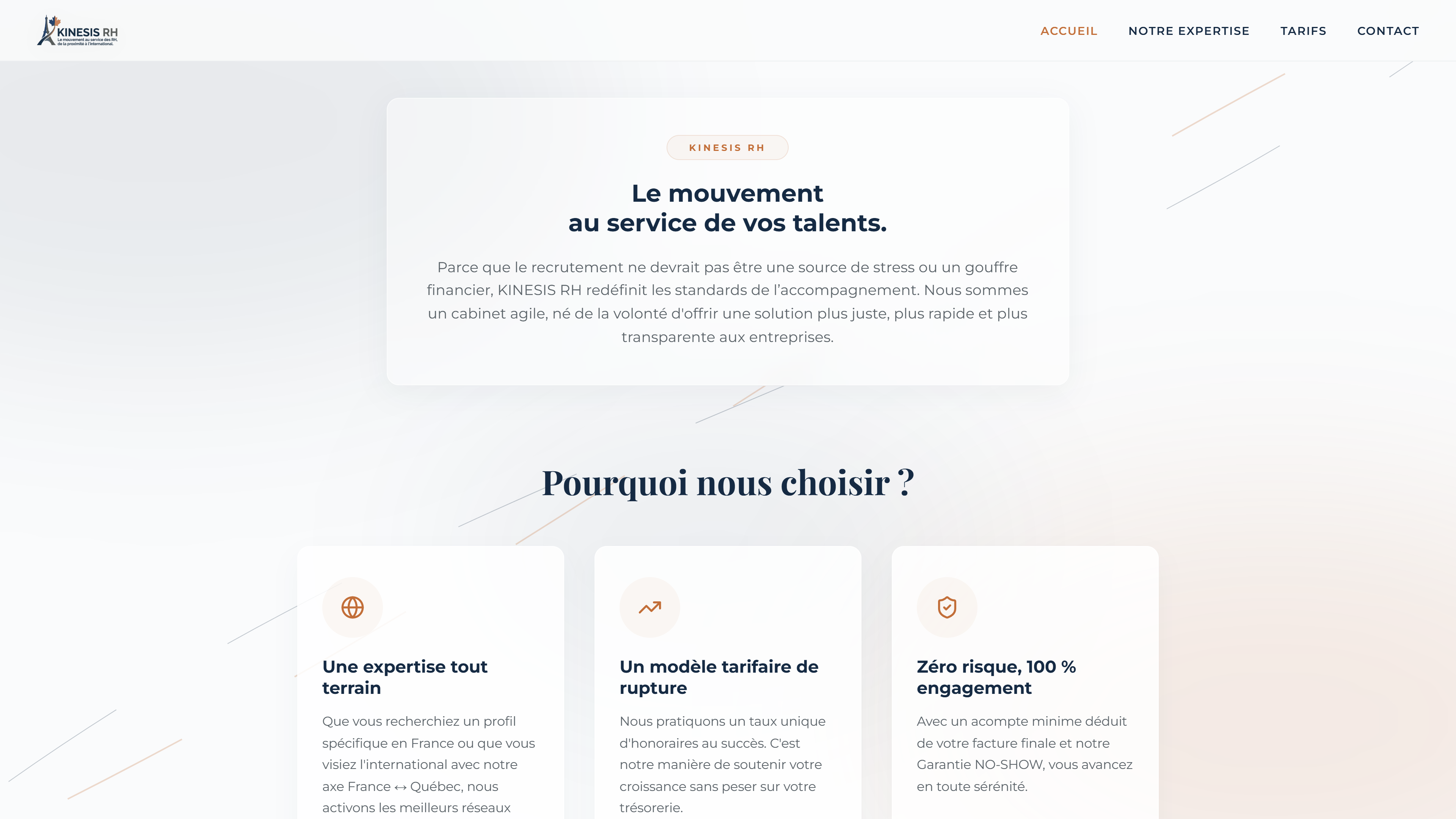 Site vitrine Kinesis RH, cabinet de recrutement - réalisation Animagus